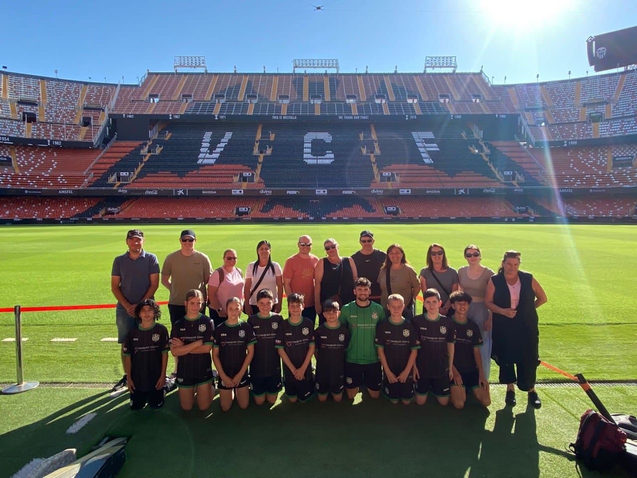 Mastery Football Academy squad at Mestalla Stadium Valencia Spain