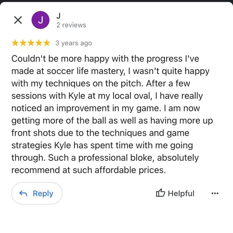 Five-star Google review: after a few sessions with Kyle at my local oval I noticed a real improvement, professional and at affordable prices