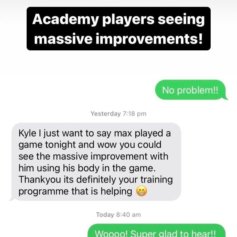 Parent message to Kyle: you could see the massive improvement with Max using his body in the game, it's definitely your training programme