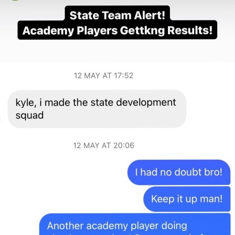 Player message to Kyle: I made the state development squad